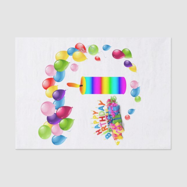 Papier Mousseline Joyeux Anniversaire Tissu Papier Ballons à bougie (Recto)