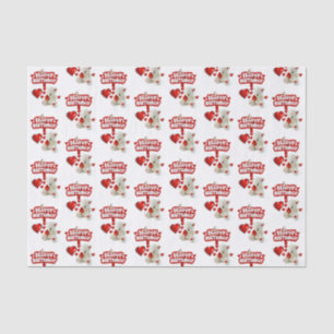 Papier Mousseline Joyeux Anniversaire Tissu Papier blanc Teddy Ours