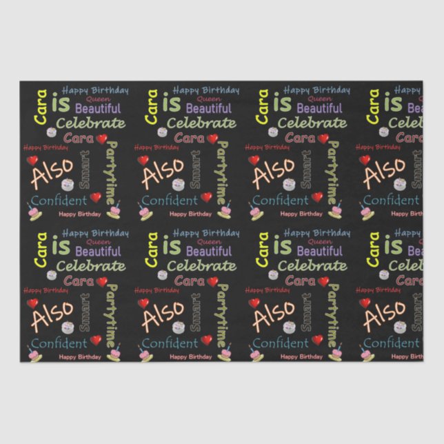 Papier Mousseline Joyeux Anniversaire Tissu Papier Cara (Recto)