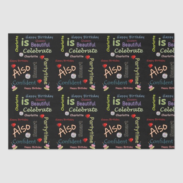 Papier Mousseline Joyeux Anniversaire Tissu Papier Charlotte (Recto)