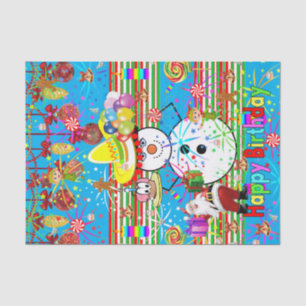 Papier Mousseline Joyeux Anniversaire Tissu Papier de Noël Snowman