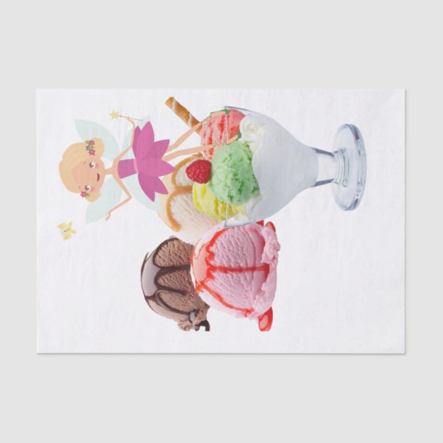 Papier Mousseline Joyeux Anniversaire Tissu Papier Fairy Glace Cream (Recto)