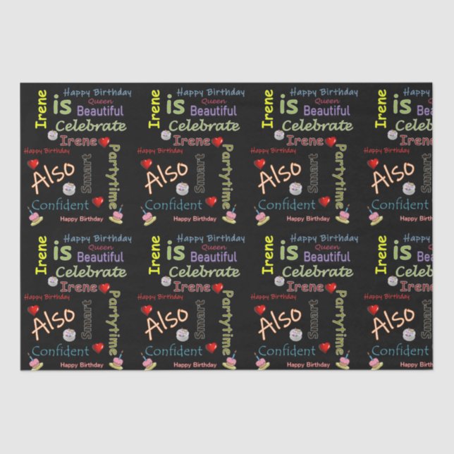 Papier Mousseline Joyeux Anniversaire Tissu Papier Irène (Recto)