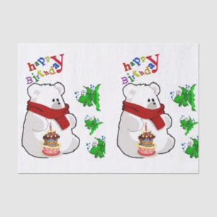 Papier Mousseline Joyeux Anniversaire Tissu Papier Ours Polaire