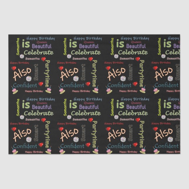 Papier Mousseline Joyeux Anniversaire Tissu Papier Samantha (Recto)