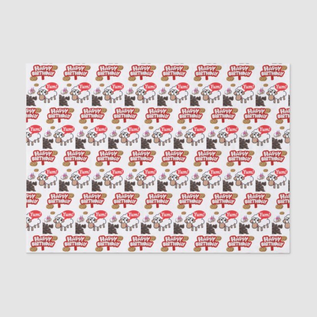 Papier Mousseline Joyeux Anniversaire Tissue Lamb Papier (Recto)