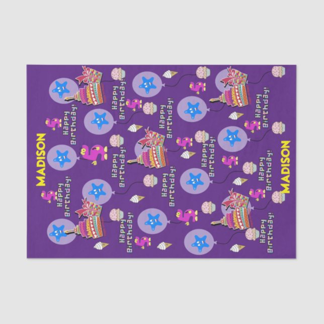 Papier Mousseline Joyeux Anniversaire Tissue Paper #5 Joyeux 5e Anni (Recto)