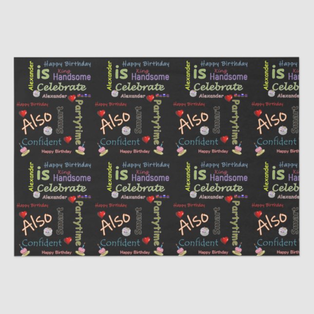 Papier Mousseline Joyeux Anniversaire Tissue Paper Alexander (Recto)