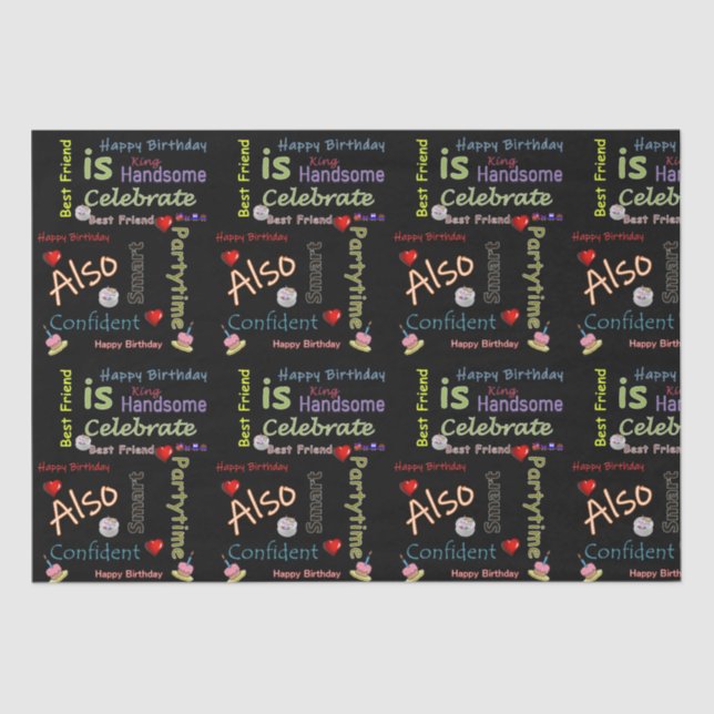 Papier Mousseline Joyeux Anniversaire Tissue Paper Best Friend (Recto)