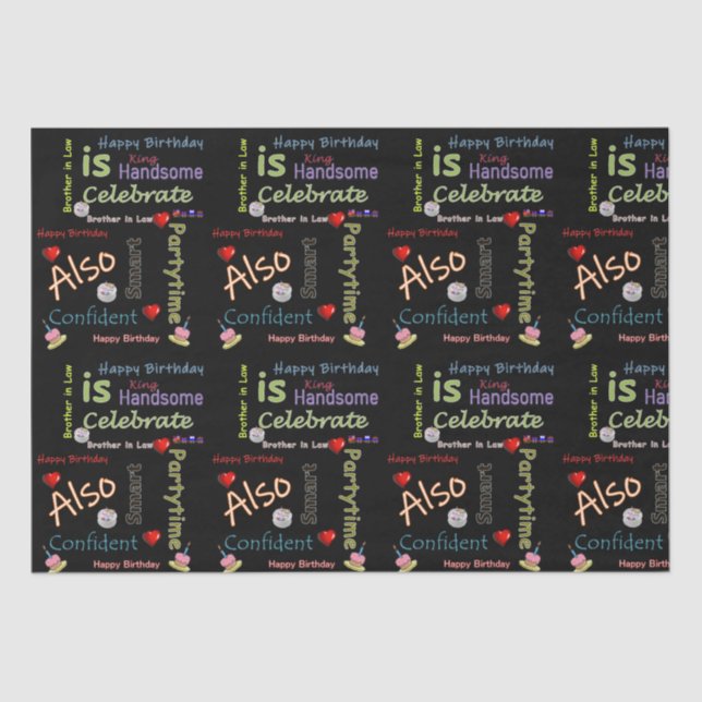 Papier Mousseline Joyeux anniversaire Tissue Paper Brother in Law (Recto)