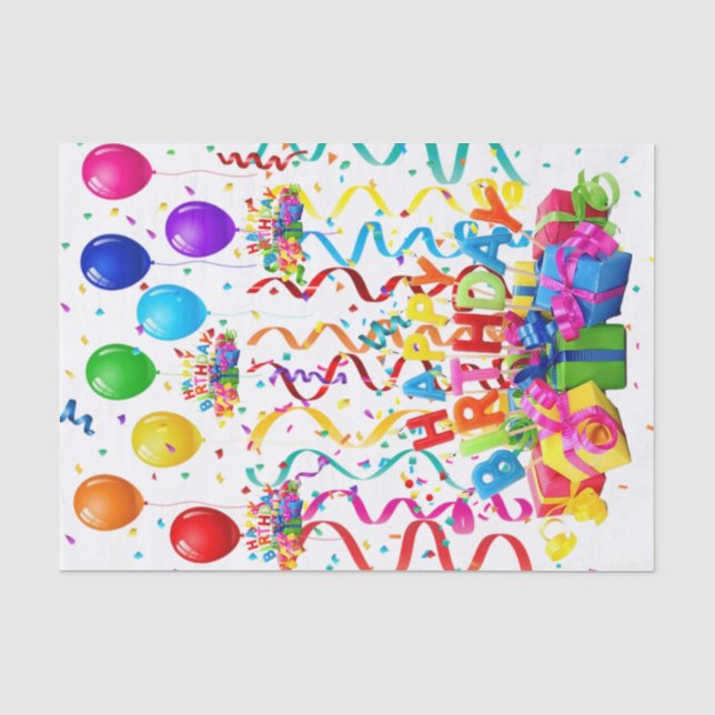 Papier Mousseline Joyeux Anniversaire Tissue Paper Confetti (Recto)