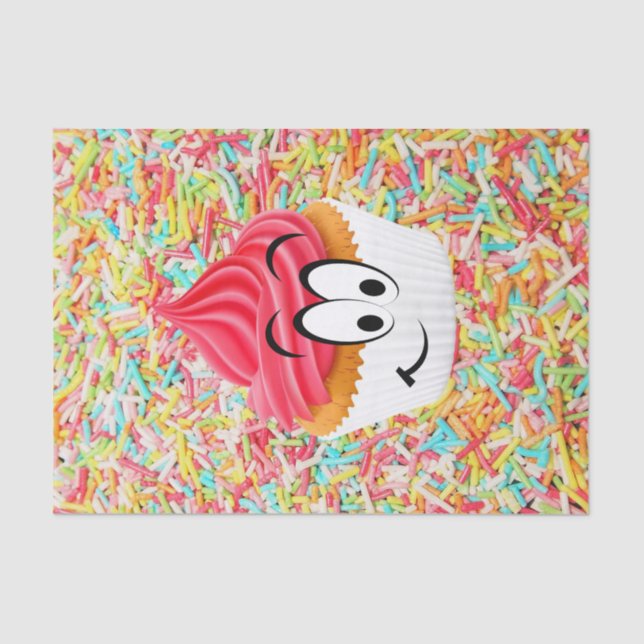 Papier Mousseline Joyeux Anniversaire Tissue Paper Cupcake (Recto)