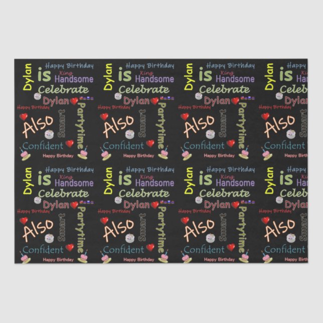 Papier Mousseline Joyeux Anniversaire Tissue Paper David (Recto)