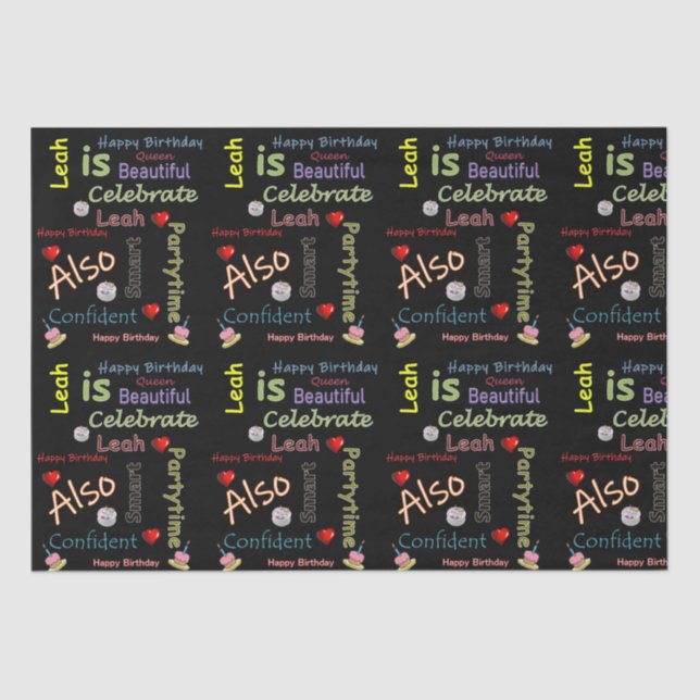 Papier Mousseline Joyeux Anniversaire Tissue Paper Leah (Recto)