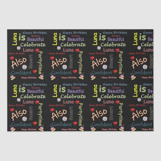 Papier Mousseline Joyeux Anniversaire Tissue Paper Luna (Recto)