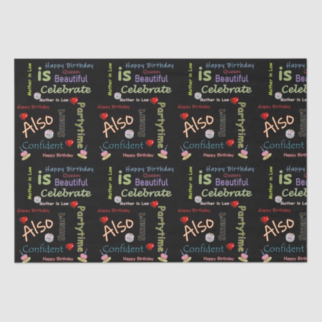 Papier Mousseline Joyeux anniversaire Tissue Paper Mère en droit (Recto)