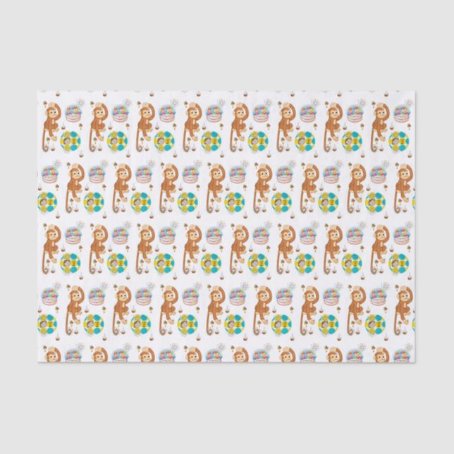 Papier Mousseline Joyeux Anniversaire Tissue Paper Monkey (Recto)