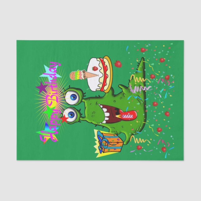 Papier Mousseline Joyeux Anniversaire Tissue Paper Monster (Recto)