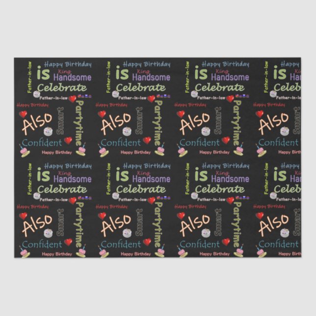 Papier Mousseline Joyeux anniversaire Tissue Paper Père en droit (Recto)