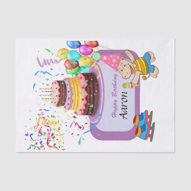 Papier Mousseline Joyeux Anniversaire Tissue Papier Hippopotamus (Recto)