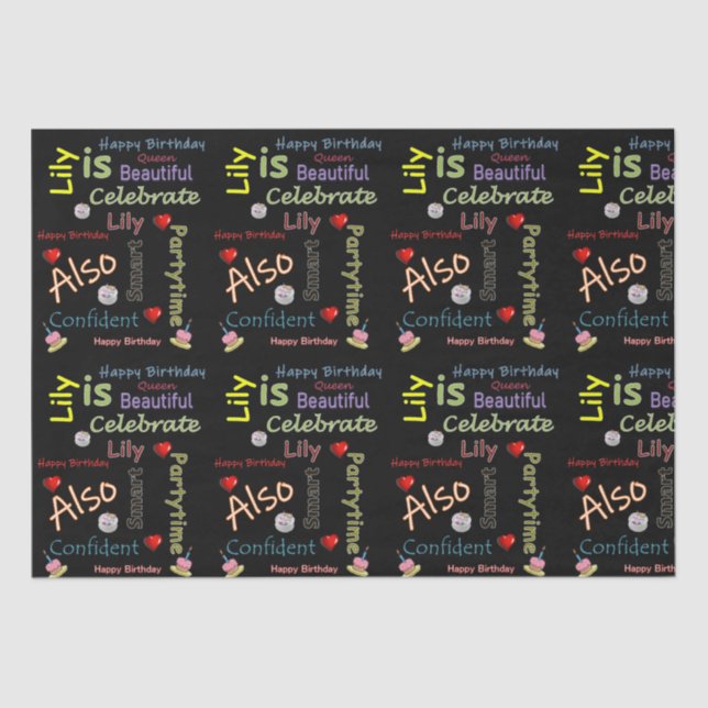 Papier Mousseline Joyeux Anniversaire Tissue Papier Lily (Recto)