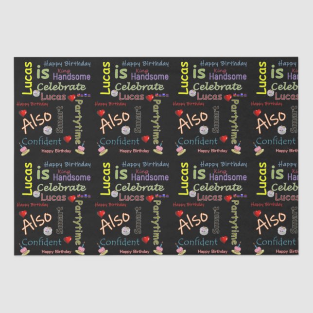 Papier Mousseline Joyeux Anniversaire Tissue Papier Lucas (Recto)