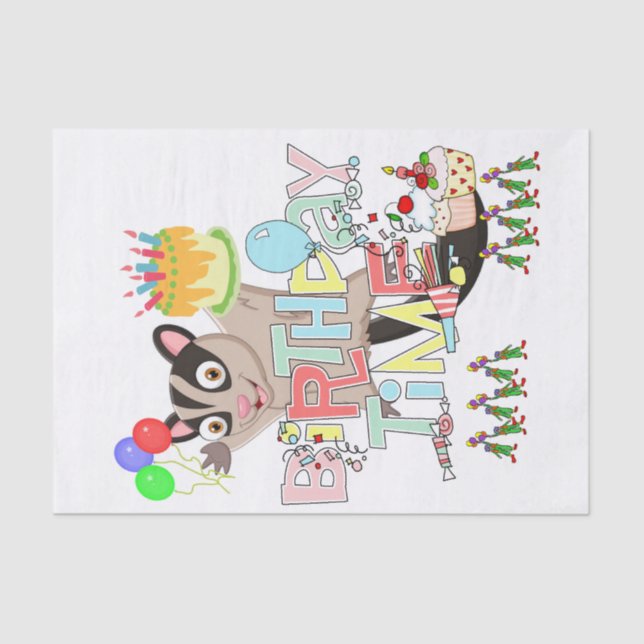 Papier Mousseline Joyeux Anniversaire Tissue Papier Possum Gâteau (Recto)