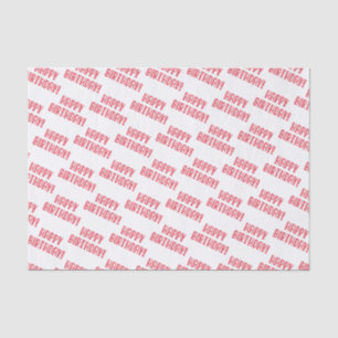 Papier Mousseline Joyeux anniversaire ! Typographie des Coeurs rouge