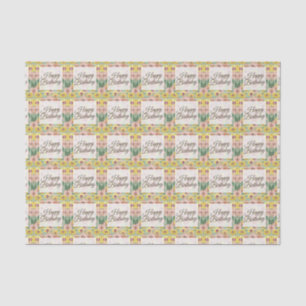 Papier Mousseline Joyeux anniversaire Zinnia Flowers