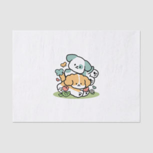 Papier Mousseline Joyeux Chiots Arrivés En Mai - Kawaii Dog Art
