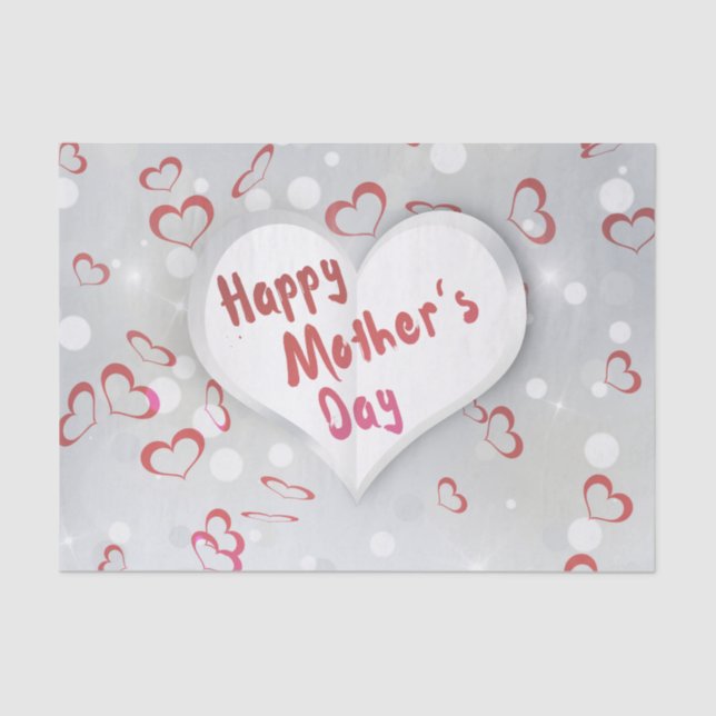 Papier Mousseline Joyeux coeur de papier 3D de la Fête des Mères (Recto)