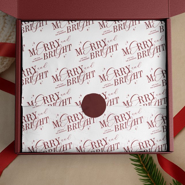 Papier Mousseline Joyeux et brillant Nom personnalisé élégant Noël (Créateur téléchargé)