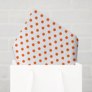 Papier Mousseline Joyeux et brillants Pois orange sur blanc