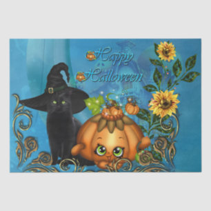 Papier Mousseline Joyeux Halloween avec drôle de chat