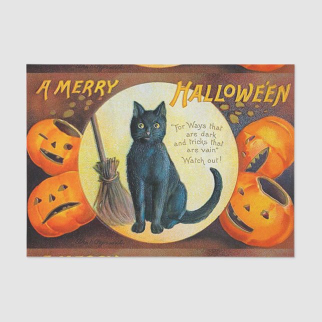 Papier Mousseline Joyeux Halloween chat de Falln (Recto)