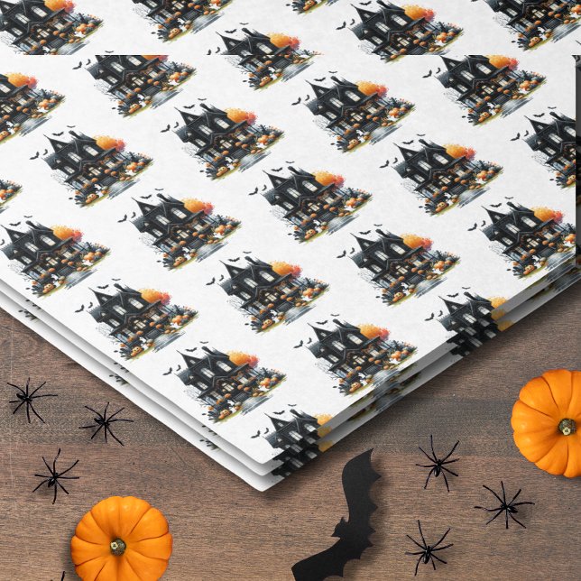 Papier Mousseline Joyeux Halloween Motif Effrayant (Happy Halloween Spooky Pattern Tissue Paper)