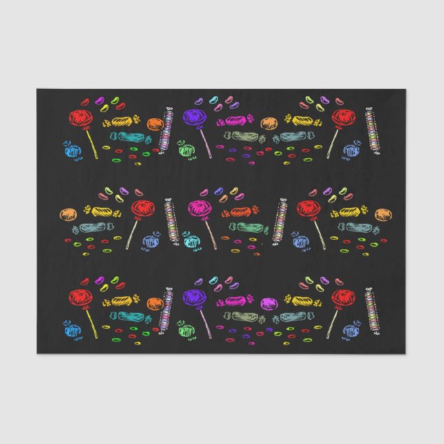 Papier Mousseline Joyeux Lollipops d'Halloween et Motif de bonbons,  (Recto)