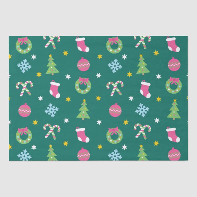 Papier Mousseline Joyeux motif de Noël (Recto)