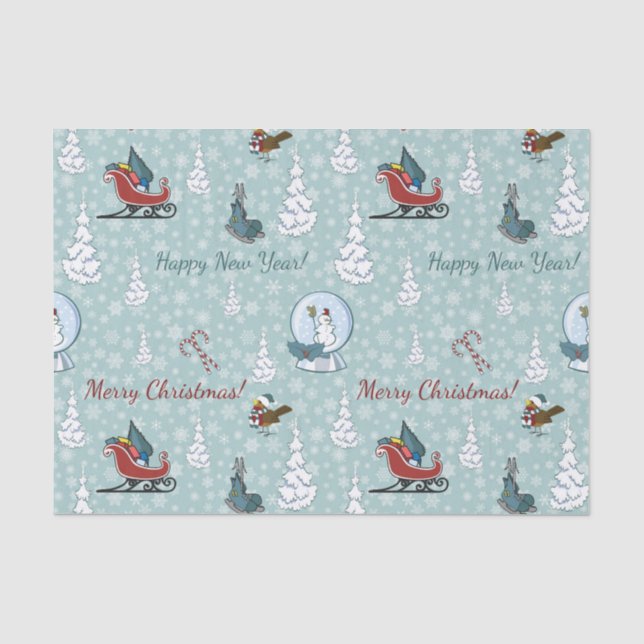 Papier Mousseline Joyeux motif de Noël (Recto)
