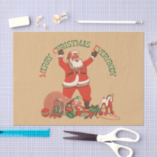 Papier Mousseline Joyeux Noël à tous ! Père Noël vintage