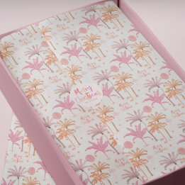 Papier Mousseline Joyeux Noël au palmier tropical