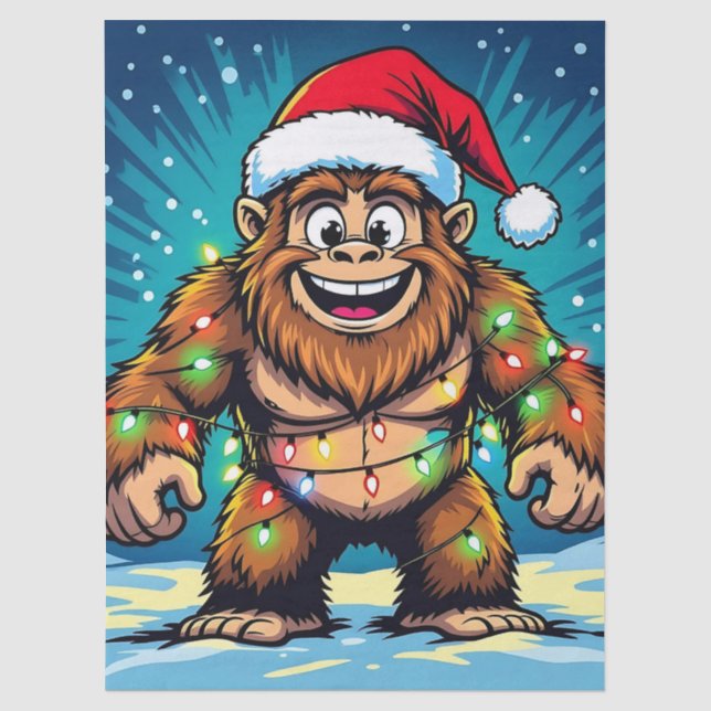 Papier Mousseline Joyeux Noël Bigfoot Sasquatch (Recto)