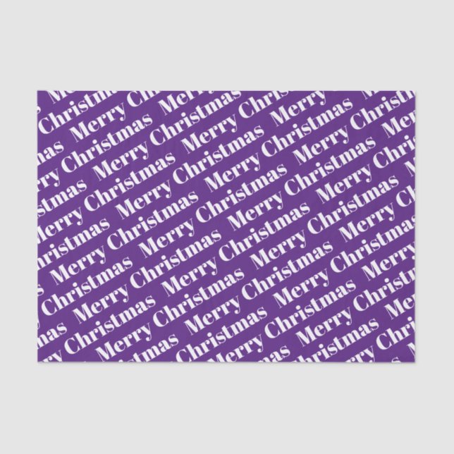 Papier Mousseline Joyeux Noël blanc en vacances violette (Recto)