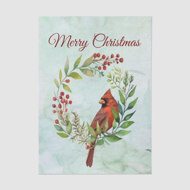 Papier Mousseline Joyeux Noël Cardinal Classique  (Recto)