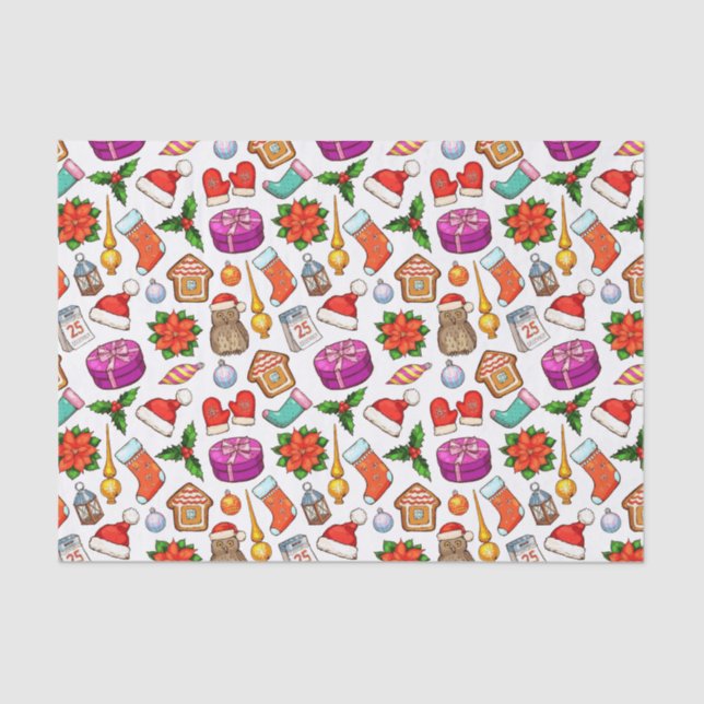 Papier Mousseline Joyeux Noël coloré (Recto)