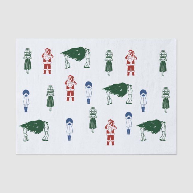 Papier Mousseline Joyeux Noël Dessin Mignon  (Recto)