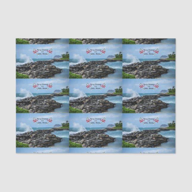 Papier Mousseline Joyeux Noël d'Oahu, Hawaii (Recto)