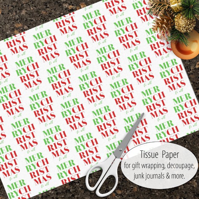 Papier Mousseline Joyeux Noël en vert et rouge (Créateur téléchargé)