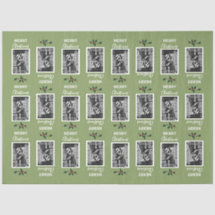 Papier Mousseline Joyeux Noël Festif Customisé Photo - Vert