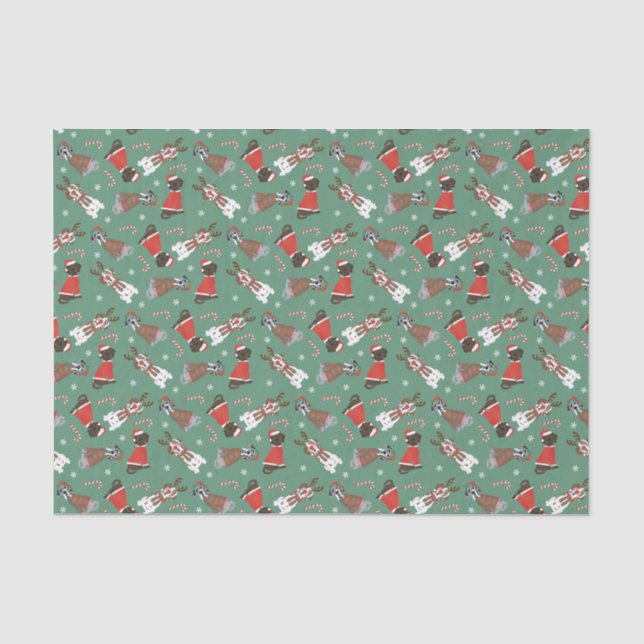 Papier Mousseline Joyeux Noël Grands Chiens Danois (Recto)